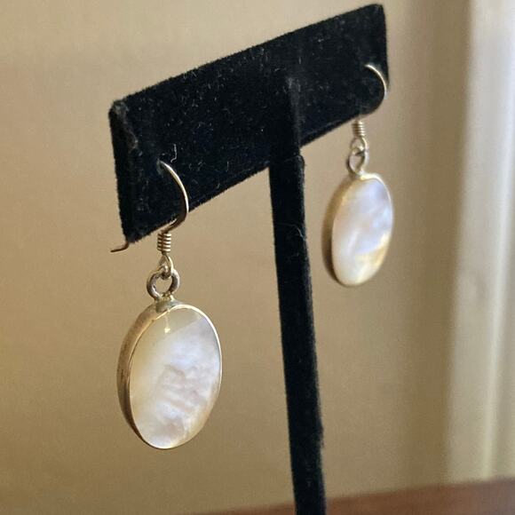 Mother of Pearl and Sterling Silver Earrings - Picture 4 of 7